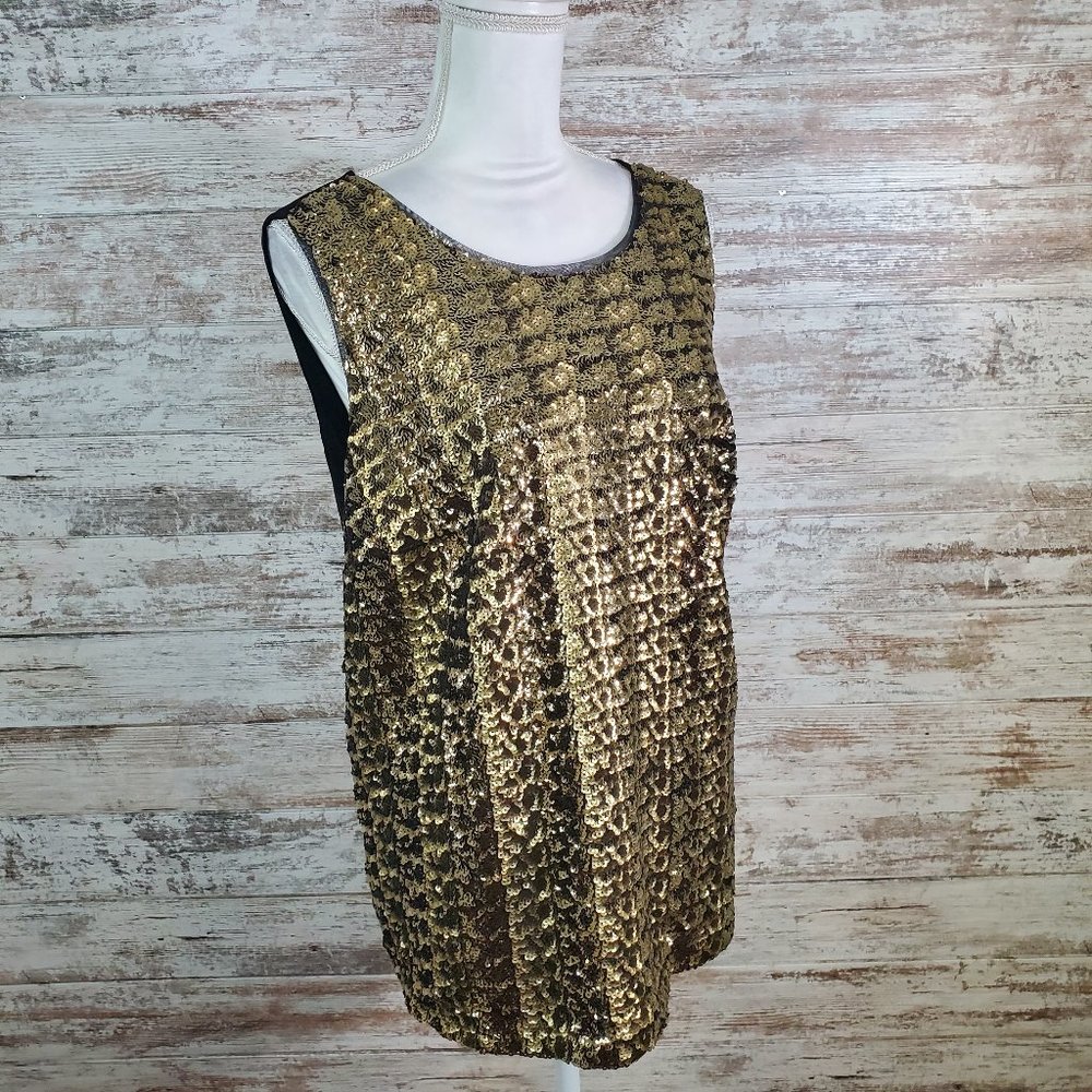 INC INTERNATIONAL CONCEPTS Womens Gold Sequin Tank Blouse 3X